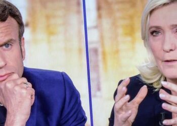 Captation TV du débat pour le second tour de la présidentielle 2022 entre Marine Le Pen et Emmanuel Macron. Paris le 20 avril 2022