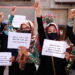 Afghan women's rights defenders and civil activists protest to call on the Taliban for the preservation of their achievements and education, in front of the presidential palace in Kabul, Afghanistan September 3, 2021. REUTERS/Stringer - RC26IP97IM5V