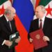 Russian President Vladimir Putin and Algeria's President Abdelmadjid Tebboune attend a signing ceremony following their talks at the Kremlin in Moscow on June 15, 2023. (Photo by Mikhail Metzel / SPUTNIK / AFP)