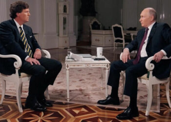 Russian President Vladimir Putin speaks during an interview with U.S. television host Tucker Carlson in Moscow, Russia, February 6, 2024, in this still image taken from video released February 8, 2024. Courtesy of Tucker Carlson Network/Handout via REUTERS    THIS IMAGE HAS BEEN SUPPLIED BY A THIRD PARTY. MANDATORY CREDIT. NO RESALES. NO ARCHIVES