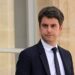 France's Prime Minister Gabriel Attal leaves after the weekly cabinet meeting at the presidential Elysee Palace in Paris on April 17, 2024. (Photo by Bertrand GUAY / AFP)